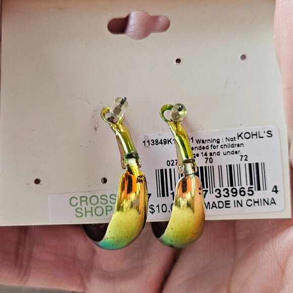 SO Women Earrings Gold/Blue Tone Hoop Fashion Jewelry New with defect - Picture 11 of 12